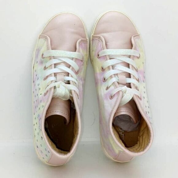 The Childrens Place Girls Pre-owned Pink High Top w/Rhinestones Sneakers - sz. 4 - Picture 4 of 7
